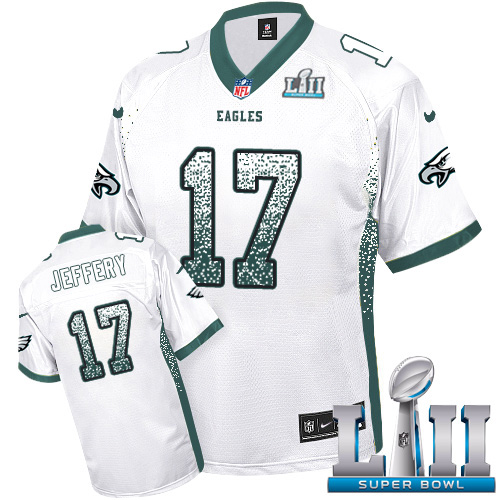 Nike Eagles #17 Alshon Jeffery White Super Bowl LII Men's Stitched NFL Elite Drift Fashion Jersey - Click Image to Close